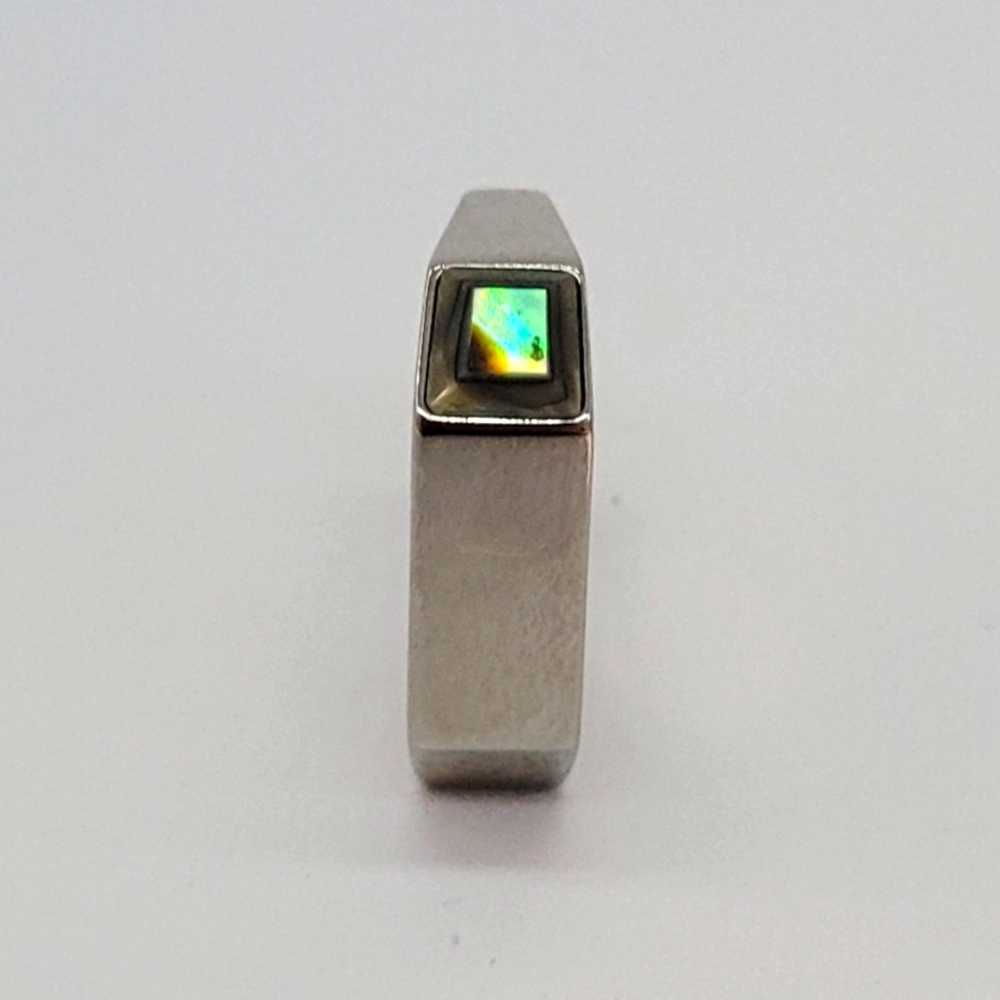 Vita Fede Octagon Green Stone 24k White Gold-Plated Ring New